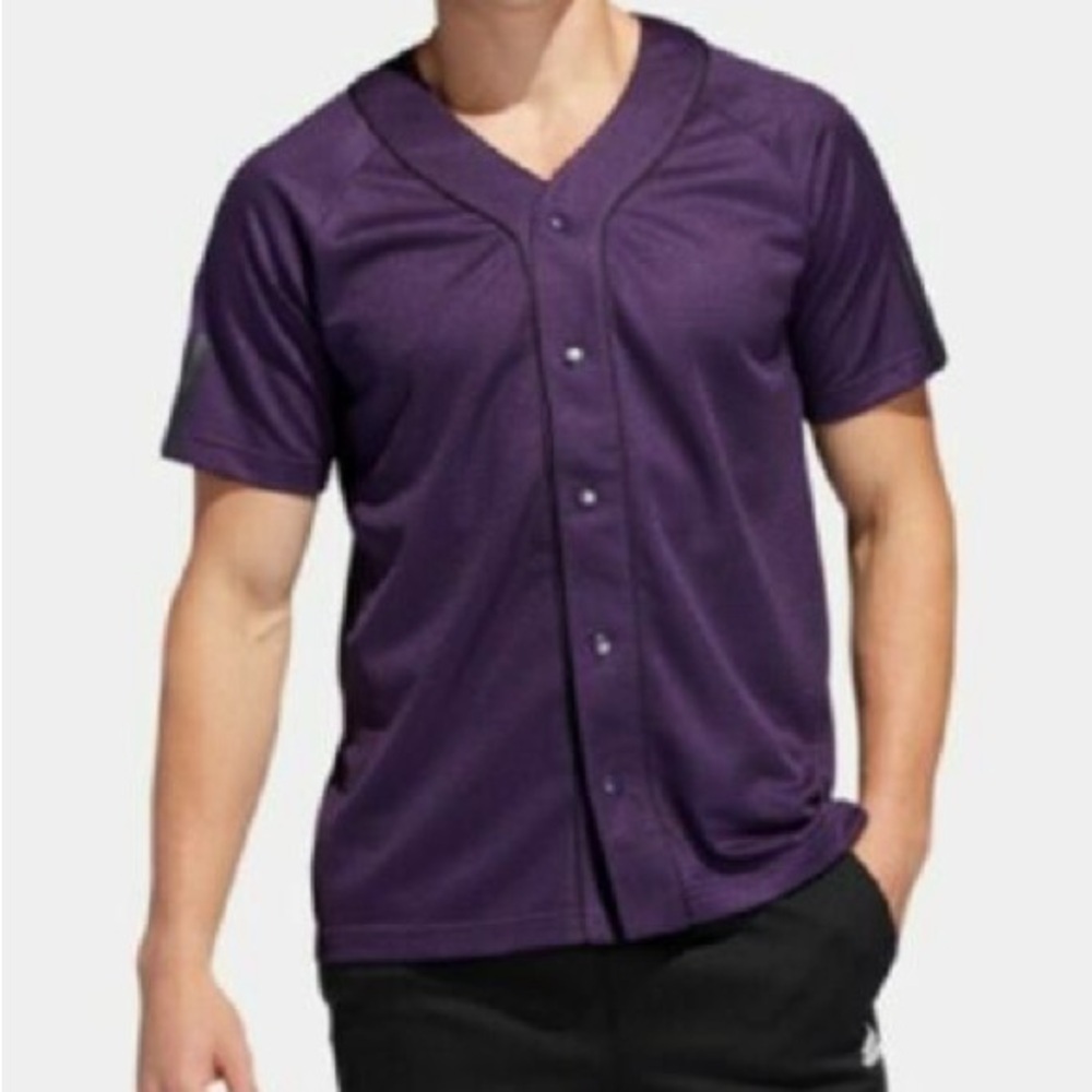 adidas Men's Purple Button-Up Jersey